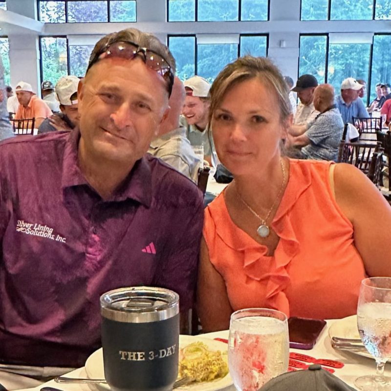 2023 Golf Tournament Darcia Tremblay, owner of Silver Lining Solutions, Inc.. and a member of the Board of Directors, with her husband, Tom.
